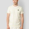 T-Shirts Clean Cut Copenhagen | Basic Organic Stribet T-Shirt - Pastel Yellow/White