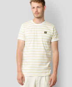 T-Shirts Clean Cut Copenhagen | Basic Organic Stribet T-Shirt - Pastel Yellow/White