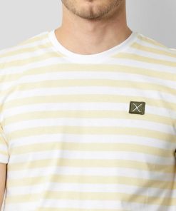 T-Shirts Clean Cut Copenhagen | Basic Organic Stribet T-Shirt - Pastel Yellow/White