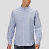 Skjorter Clean Cut Copenhagen | Oxford Mandarin Collar Stretch Shirt - Lysebla