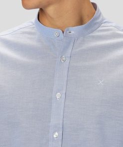 Skjorter Clean Cut Copenhagen | Oxford Mandarin Collar Stretch Shirt - Lysebla