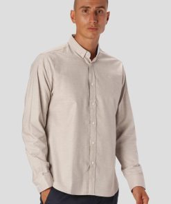 Skjorter Clean Cut Copenhagen | Oxford Stretch Shirt - Sand Melange