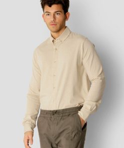 Skjorter Clean Cut Copenhagen | Hudson Jersey Stretch Skjorte - Sand Melange