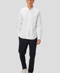 Skjorter Clean Cut Copenhagen | Oxford Mandarin Collar Stretch Shirt - Hvid