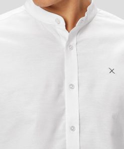 Skjorter Clean Cut Copenhagen | Oxford Mandarin Collar Stretch Shirt - Hvid