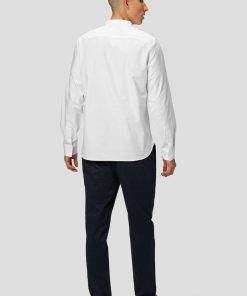 Skjorter Clean Cut Copenhagen | Oxford Mandarin Collar Stretch Shirt - Hvid