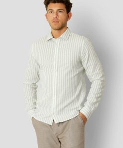 Skjorter & Overskjorter Clean Cut Copenhagen | Jamie Cotton/Linen Striped Shirt - Minty/Ecru