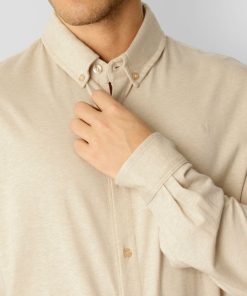 Skjorter & Overskjorter Clean Cut Copenhagen | Hudson Jersey Stretch Skjorte - Sand Melange