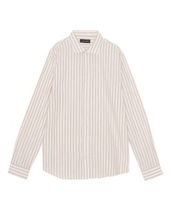 Skjorter Clean Cut Copenhagen | Jamie Cotton/Linen Striped Shirt - Sand Melange / Ecru