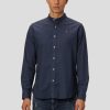 Skjorter & Overskjorter Clean Cut Copenhagen | Oxford Mandarin Collar Stretch Shirt - Navy