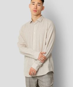 Skjorter & Overskjorter Clean Cut Copenhagen | Jamie Cotton/Linen Shirt - Sand Melange