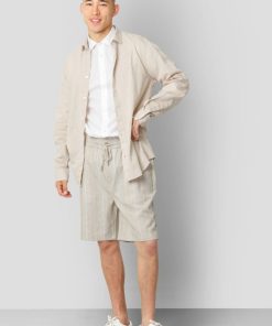 Skjorter & Overskjorter Clean Cut Copenhagen | Jamie Cotton/Linen Shirt - Sand Melange