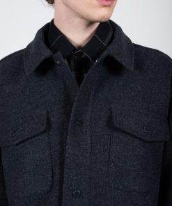 Skjorter & Overskjorter Clean Cut Copenhagen | Dean Flannel Bonded Overshirt - Dark Navy Melange