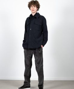 Skjorter & Overskjorter Clean Cut Copenhagen | Dean Flannel Bonded Overshirt - Dark Navy Melange