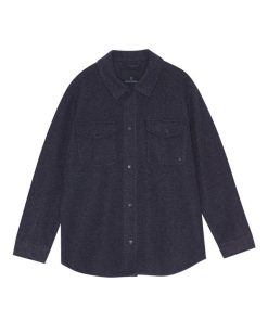 Skjorter & Overskjorter Clean Cut Copenhagen | Dean Flannel Bonded Overshirt - Dark Navy Melange