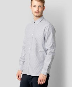 Skjorter & Overskjorter Clean Cut Copenhagen | Oxford Striped Stretch Shirt - Navy Striped