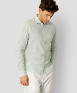 Skjorter Clean Cut Copenhagen | Jamie Cotton/Linen Shirt - Minty Green Melange