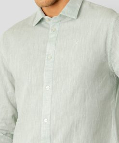 Skjorter Clean Cut Copenhagen | Jamie Cotton/Linen Shirt - Minty Green Melange