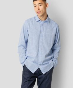 Skjorter & Overskjorter Clean Cut Copenhagen | Jamie Cotton/Linen Shirt - Bla Melange