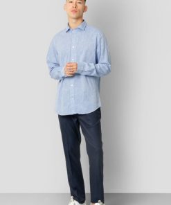 Skjorter & Overskjorter Clean Cut Copenhagen | Jamie Cotton/Linen Shirt - Bla Melange