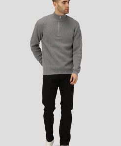 Strik Clean Cut Copenhagen | Mario Half Zip Knit - Lysegra Mel