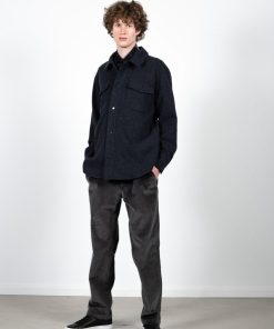 Overskjorter Clean Cut Copenhagen | Dean Flannel Bonded Overshirt - Dark Navy Melange