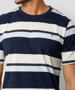 T-Shirts Clean Cut Copenhagen | Bradley Cotton T-Shirt - Navy/Ecru