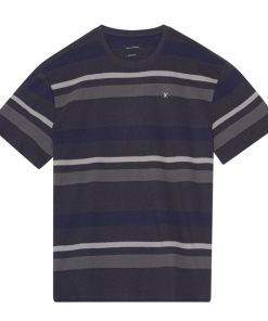 T-Shirts Clean Cut Copenhagen | Calton Striped Cotton T-Shirt - Dark Navy Stripe