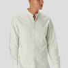 Skjorter & Overskjorter Clean Cut Copenhagen | Oxford Mandarin Collar Stretch Shirt - Pale Green Mel