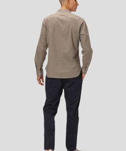 Skjorter & Overskjorter Clean Cut Copenhagen | Oxford Mandarin Collar Stretch Shirt - Stovet Gron