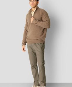 Strik Clean Cut Copenhagen | Lauritz 1/2 Zip Knitted Jumper - Morkebrun Melange