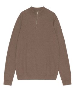 Strik Clean Cut Copenhagen | Lauritz 1/2 Zip Knitted Jumper - Morkebrun Melange