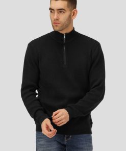 Strik Clean Cut Copenhagen | Mario Half Zip Knit - Sort