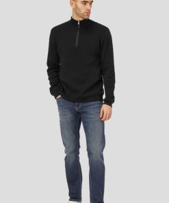 Strik Clean Cut Copenhagen | Mario Half Zip Knit - Sort