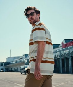 T-Shirts Clean Cut Copenhagen | Calton Striped Cotton T-Shirt - Ecru Strib