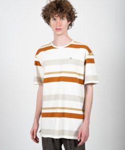 T-Shirts Clean Cut Copenhagen | Calton Striped Cotton T-Shirt - Ecru Strib