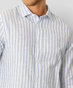 Skjorter & Overskjorter Clean Cut Copenhagen | Jamie Cotton/Linen Striped Shirt - Blue Melange / Ecru