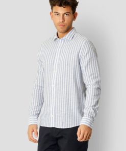 Skjorter & Overskjorter Clean Cut Copenhagen | Jamie Cotton/Linen Striped Shirt - Blue Melange / Ecru