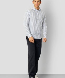 Skjorter & Overskjorter Clean Cut Copenhagen | Jamie Cotton/Linen Striped Shirt - Blue Melange / Ecru