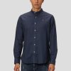 Skjorter Clean Cut Copenhagen | Oxford Mandarin Collar Stretch Shirt - Navy