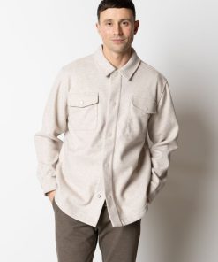 Overskjorter Clean Cut Copenhagen | Dean Flannel Bonded Overshirt - Soft Sand Melange