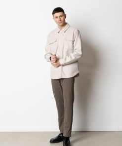 Overskjorter Clean Cut Copenhagen | Dean Flannel Bonded Overshirt - Soft Sand Melange