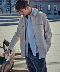 Overskjorter Clean Cut Copenhagen | Dean Flannel Bonded Overshirt - Soft Sand Melange