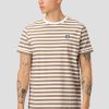 T-Shirts Clean Cut Copenhagen | Basic Organic Stribet T-Shirt - Mork Kamel