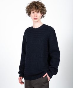 Strik Clean Cut Copenhagen | Aksel Knit Crew Neck - Dark Navy Melange