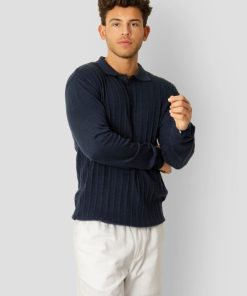 Strik Clean Cut Copenhagen | Otis Xo Knitted Polo - Navy Melange