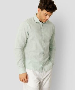 Skjorter & Overskjorter Clean Cut Copenhagen | Jamie Cotton/Linen Shirt - Minty Green Melange