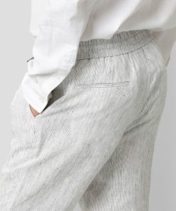 Bukser Clean Cut Copenhagen | Andreas Barcelona Cotton/Linen Pants - Ecru / Navy