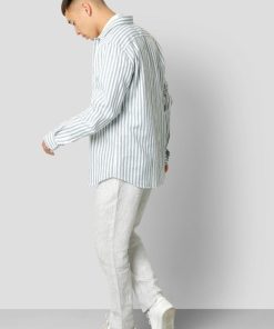 Bukser Clean Cut Copenhagen | Andreas Barcelona Cotton/Linen Pants - Ecru / Navy