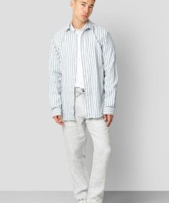 Bukser Clean Cut Copenhagen | Andreas Barcelona Cotton/Linen Pants - Ecru / Navy